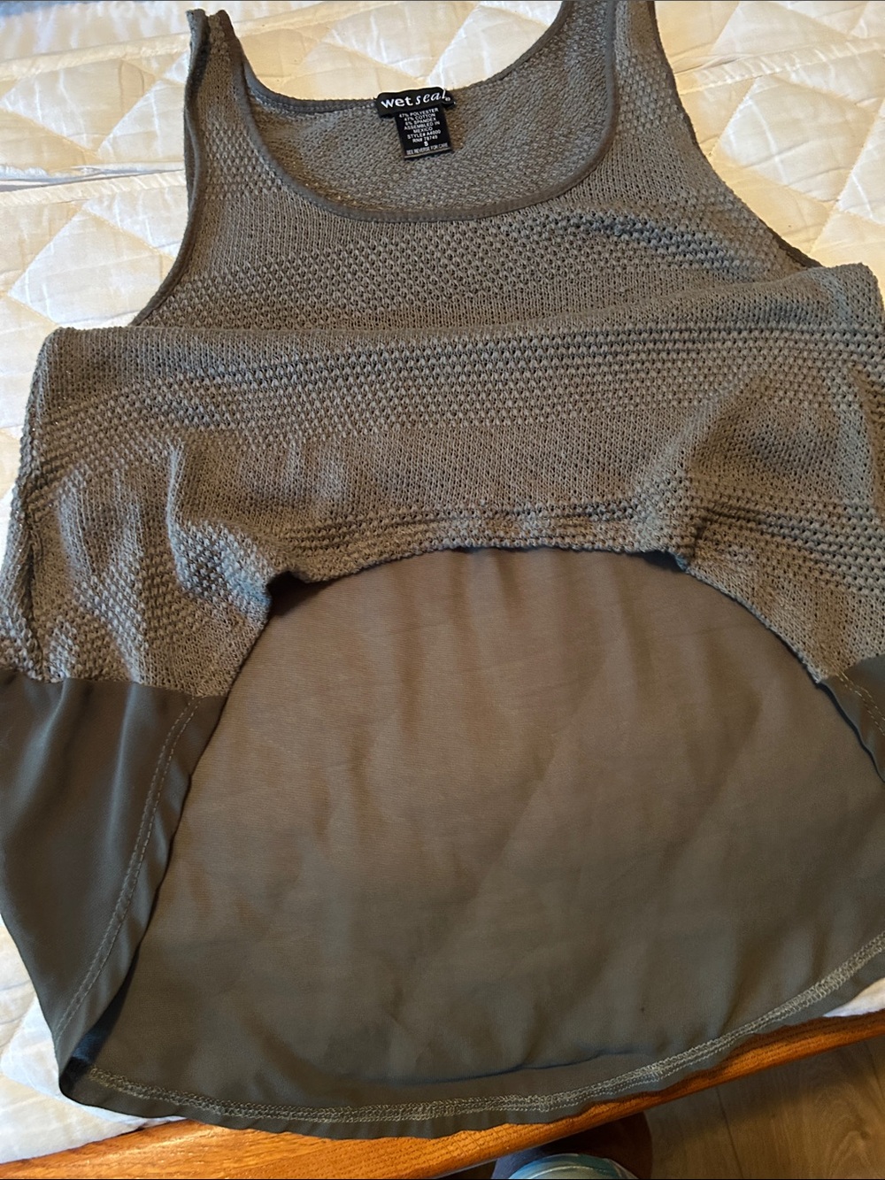 Wet Seal Olive Textured Knit Tank Top